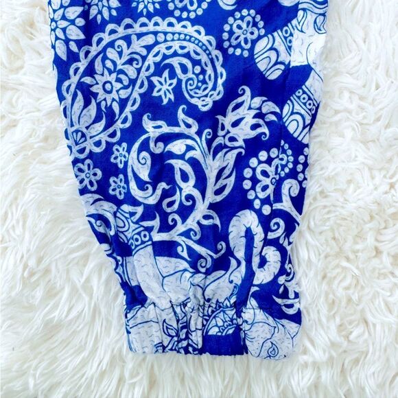 Sale 🎉Blue Harem jogger Button And tie waist Elephant Pants - Picture 8 of 12